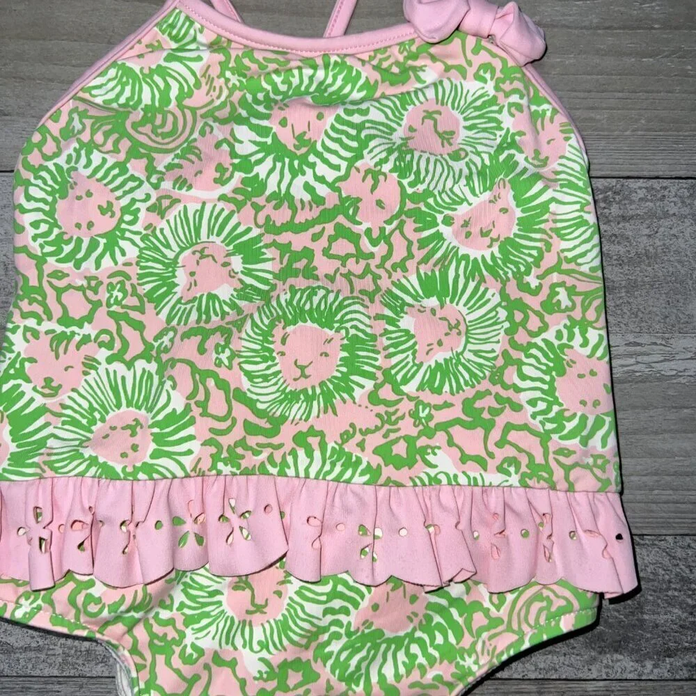 Lilly Pulitzer Toddler Girl One-Piece Swim Suit Lion Cub Print Size 18-24M
